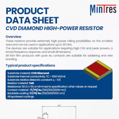 Product Data Sheet CVD Diamond High-Power Resistor
